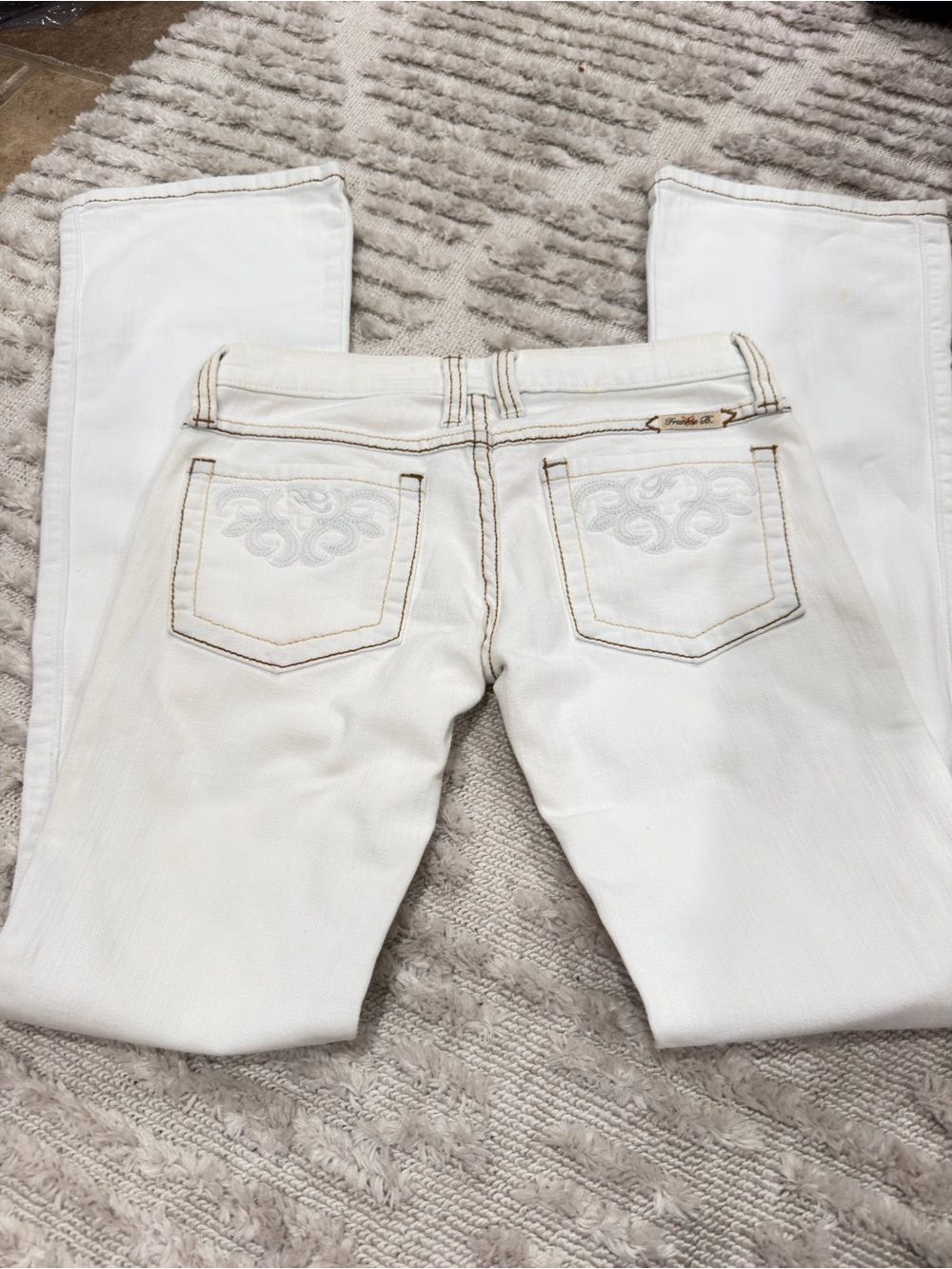 Frankie B. White Embroidered Wide Leg Jeans